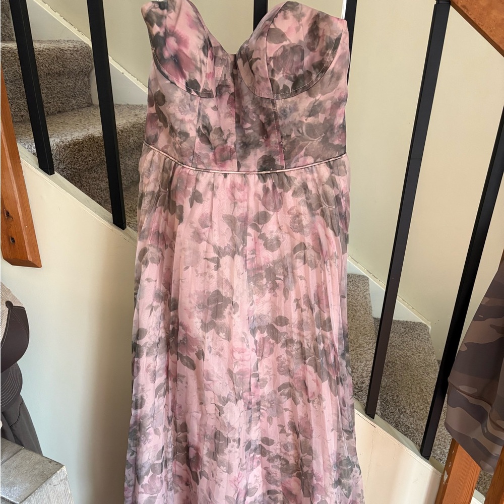 Most Beautiful Day Pink Multi Floral Organza Maxi Dress